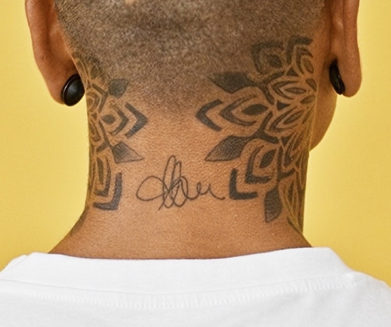 Mandala neck tattoo nape