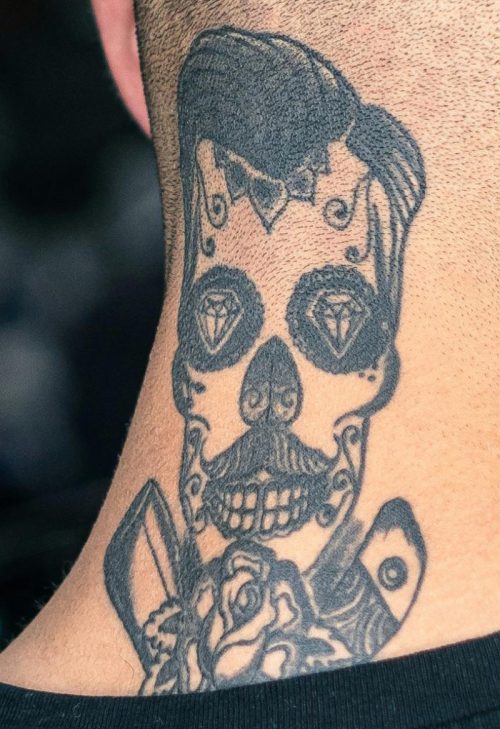 Sugar Skull Neck Tattoo