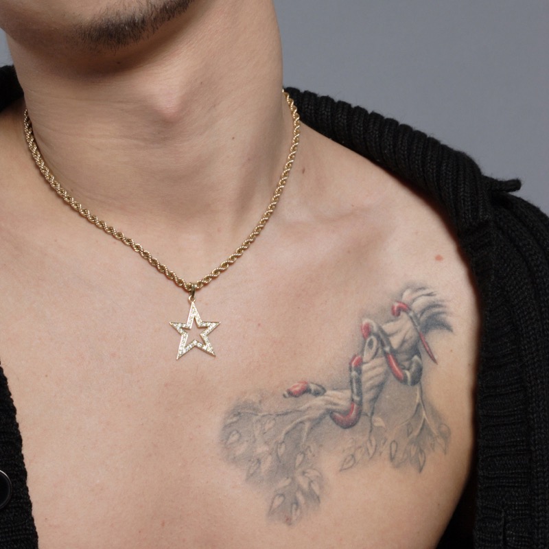 single pec snake realism chest tattoo men